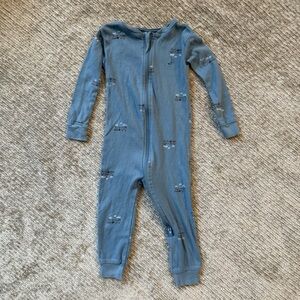 Pekkle Baby Blue Organic Cotton Zip Sleeper Pajamas 12M‎ Train Print